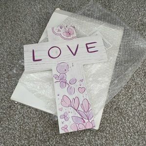 Precious Moments Pink and White Love Cross Decor